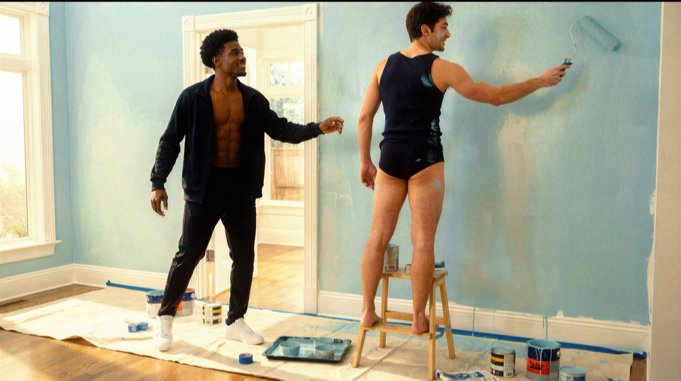 DIY painting tip: keep your eyes on the roller. π¨π